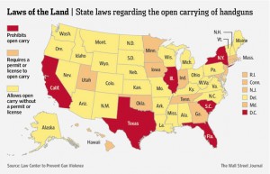 A Map of the States' Open Carry Laws