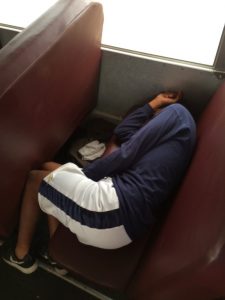 Gerald Richley- kassa sleeping on the bus