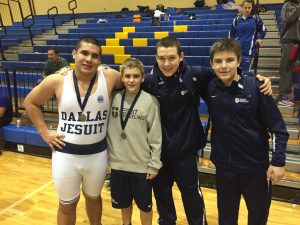 JV Wrestlers at Keller(left to right) Phillip Villalba, Gabriel Farrell, David Reichert, Greyson Godfrey