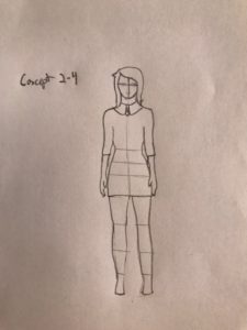 One of the sketches I made to conceptualize my character