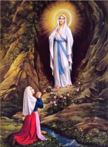 Image of Saint Bernadette with Our Lady of Lourdes